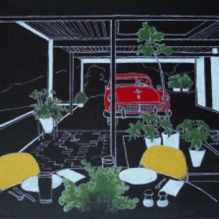 1958-60, Case Study Houses nº 21. Casa Koening. Canvas, 33 x 46 cm.